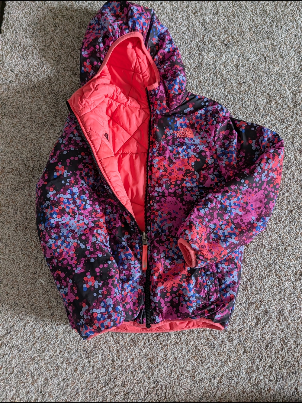 The North Face Kids Floral Dot Puffer Jacket- Reversible
